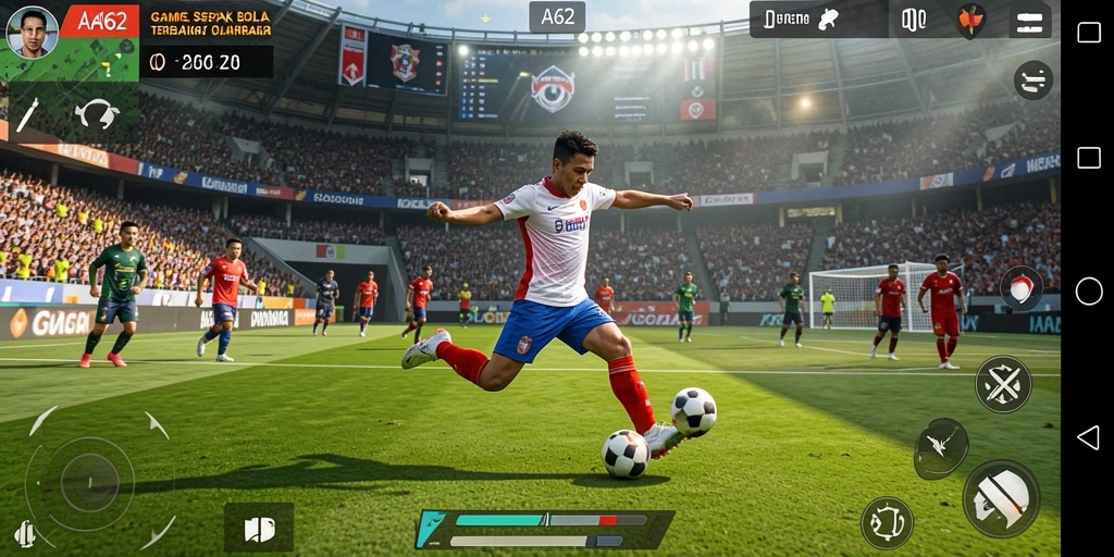 Tampilan gameplay menarik dari AA62 saat pertandingan sepak bola.