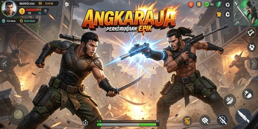 Tampilan gameplay intense di ANGKARAJA dengan pertarungan yang seru.
