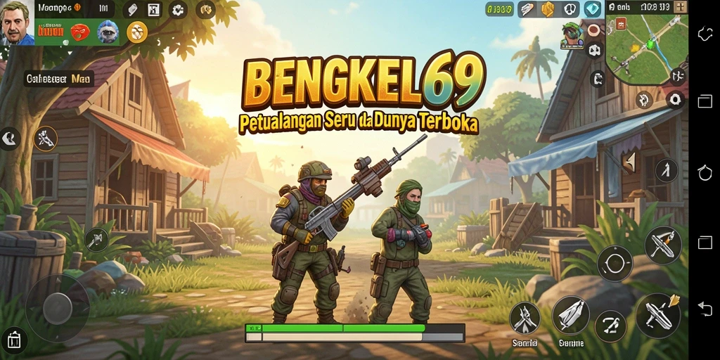 Screenshot BENGKEL69 menunjukkan petualangan seru di dunia terbuka.