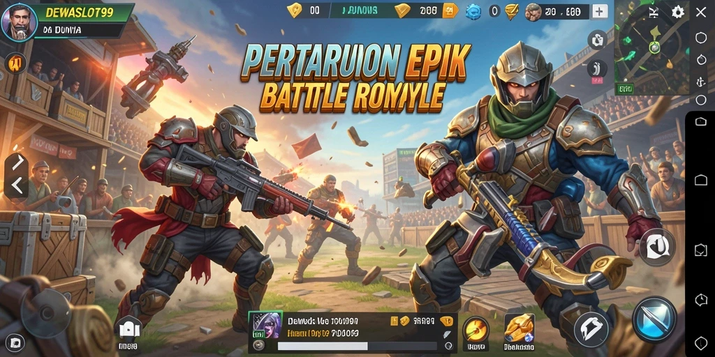 Tangkapan layar menyajikan aksi seru dalam pertempuran Battle Royale.