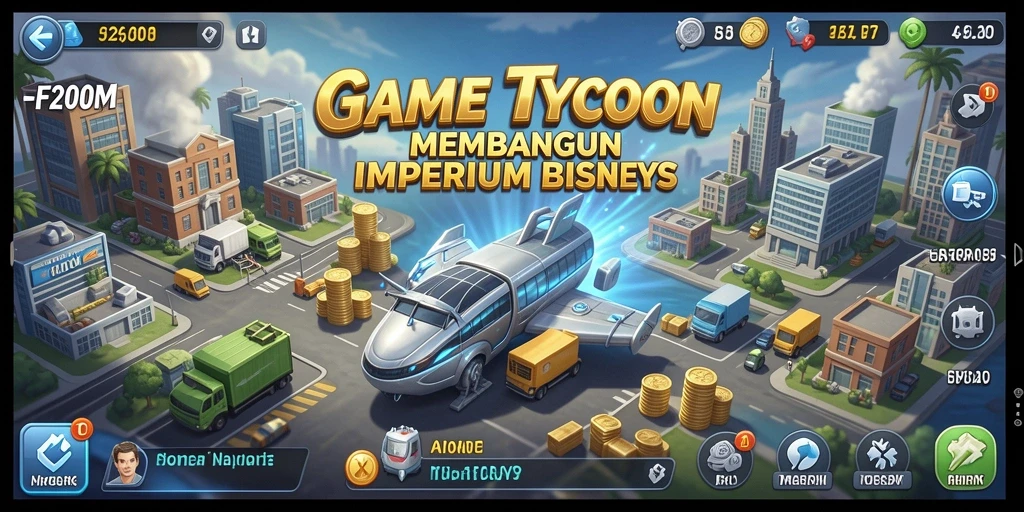 Tampilan gameplay F200M dengan elemen Tycoon yang menarik.