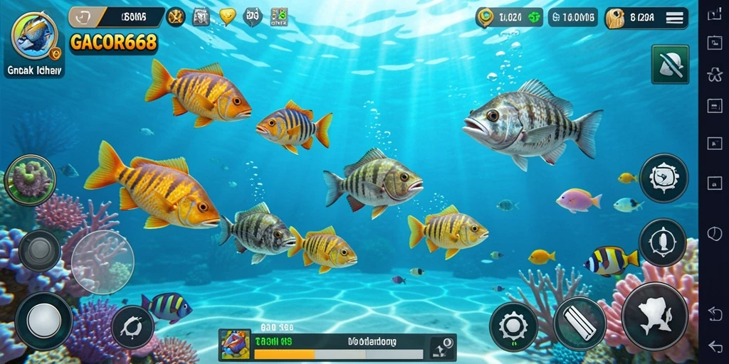 Tampilan menarik dari gameplay Tembak Ikan GACOR668.