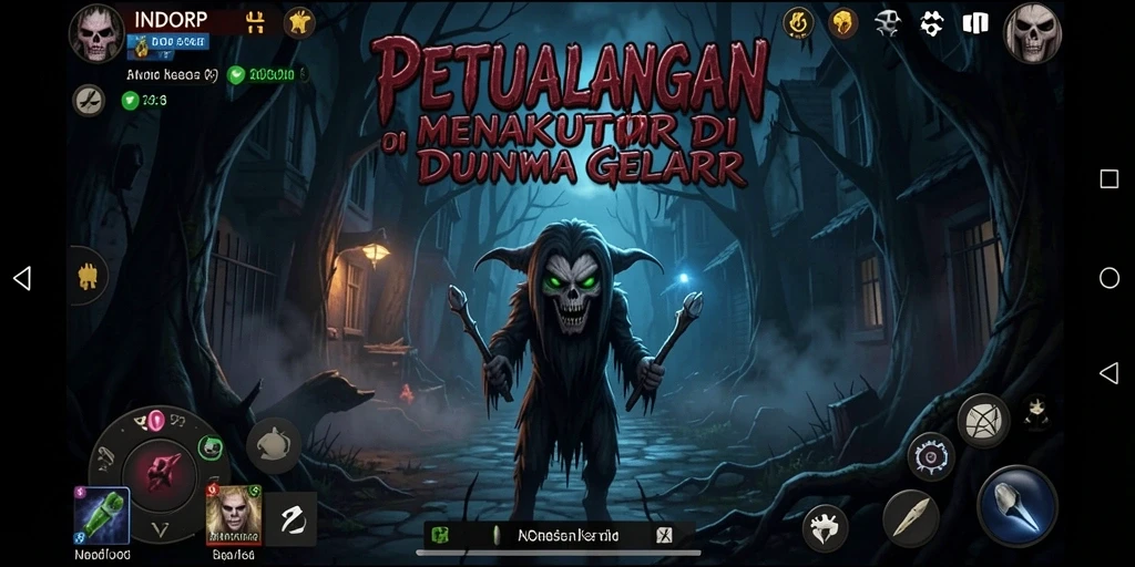 Tangkapan layar gameplay INDORP menampilkan kegelapan yang menakutkan dan ketegangan.