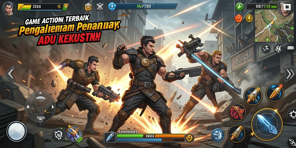 Screenshot menampilkan pertarungan mendebarkan dalam game Action.
