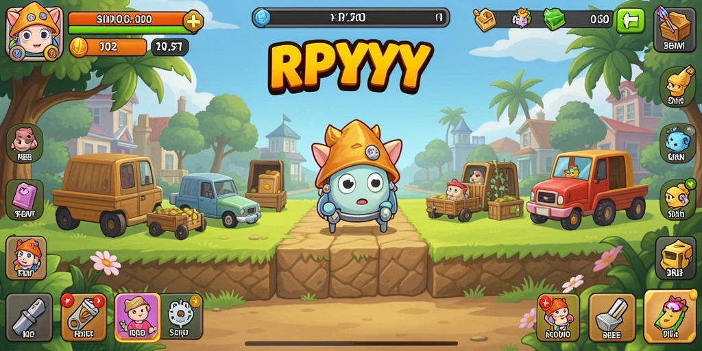 Screenshot gameplay RPYYY menampilkan karakter yang berjuang dengan santai.