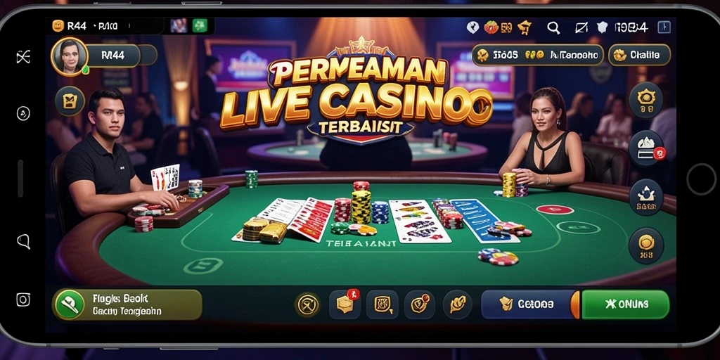 Screenshot gameplay RR44 menampilkan dealer langsung dan permainan kasino yang menyenangkan.