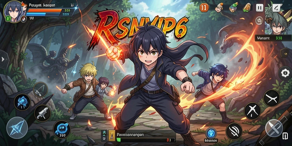 Tampilan gameplay RSNVIP6 yang penuh aksi dan karakter Anime.