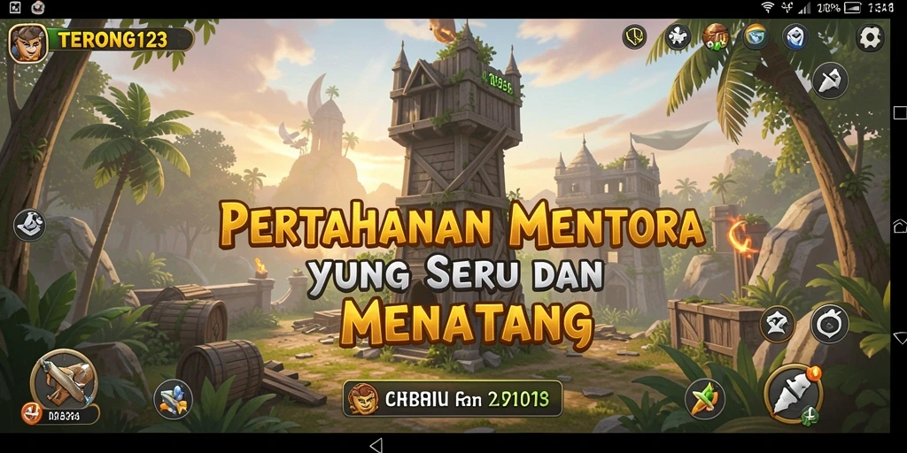 Tampilan menarik dari gameplay menara pertahanan di TERONG123.