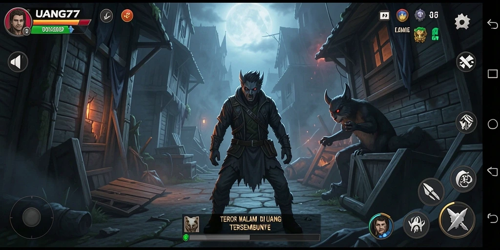 Screenshot menunjukkan ketegangan gameplay UANG77 di lokasi angker.