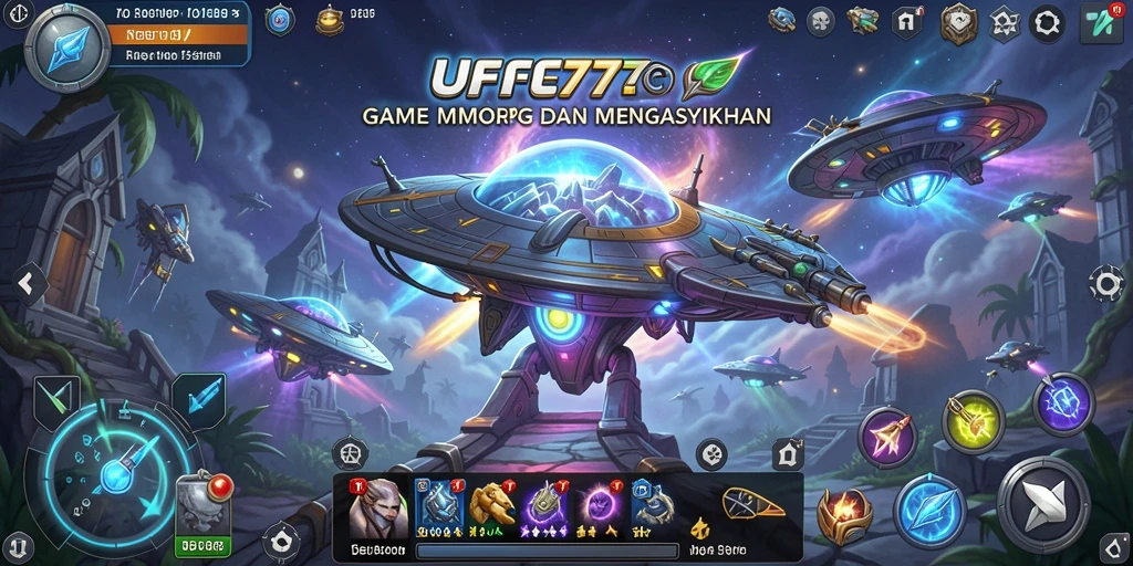 Tangkapan layar utama UFO777 menunjukkan aksi seru karakter dalam pertempuran MMORPG.